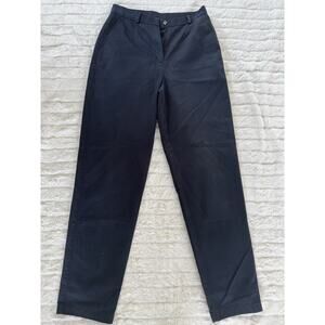 L.L. Bean Women's Navy Chino Pants Tall 10 Cotton Button Zip Solid